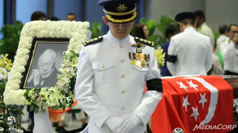 Mr Lee Kuan Yew lying in state at Parliament House. Picture by Xabryna Kek.